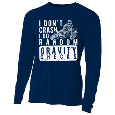 I Don't Crash, I Do Random Gravity Checks Dirt Bike Cooling Performance Long Sleeve Crew