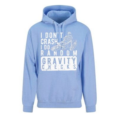 I Don't Crash, I Do Random Gravity Checks Dirt Bike Unisex Surf Hoodie