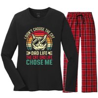 I DidnT Choose The Cat Dad Life The Cat Dad Life Chose Me Women's Long Sleeve Flannel Pajama Set 