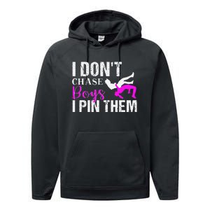 I Don't Chase Boys I Pin Them Shirt  Wrestling Girls  Performance Fleece Hoodie