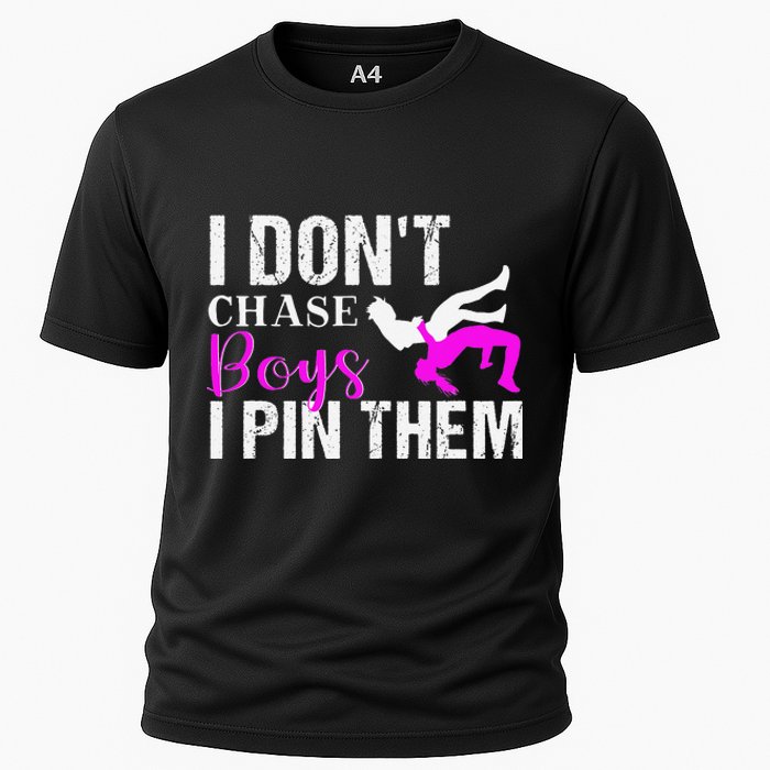 I Don't Chase Boys I Pin Them Shirt  Wrestling Girls  Cooling Performance Crew T-Shirt