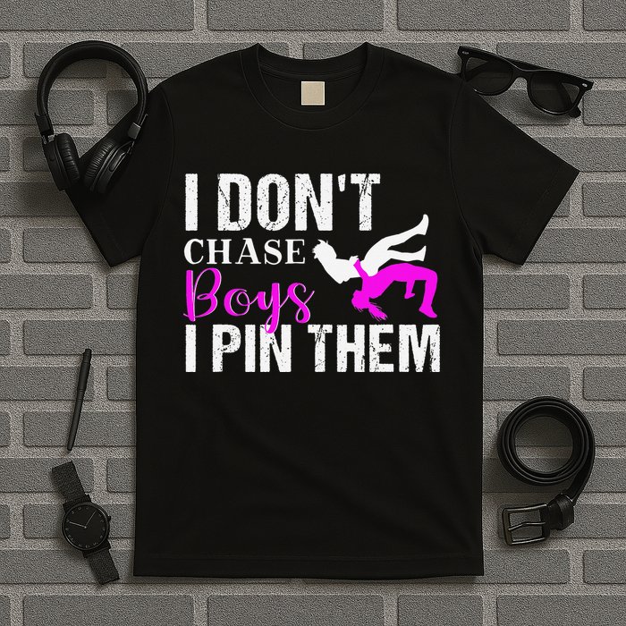 I Don't Chase Boys I Pin Them Shirt  Wrestling Girls  T-Shirt