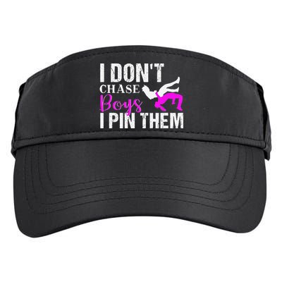 I Don't Chase Boys I Pin Them Shirt  Wrestling Girls  Adult Drive Performance Visor