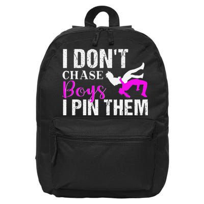I Don't Chase Boys I Pin Them Shirt  Wrestling Girls  16 in Basic Backpack