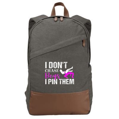 I Don't Chase Boys I Pin Them Shirt  Wrestling Girls  Cotton Canvas Backpack