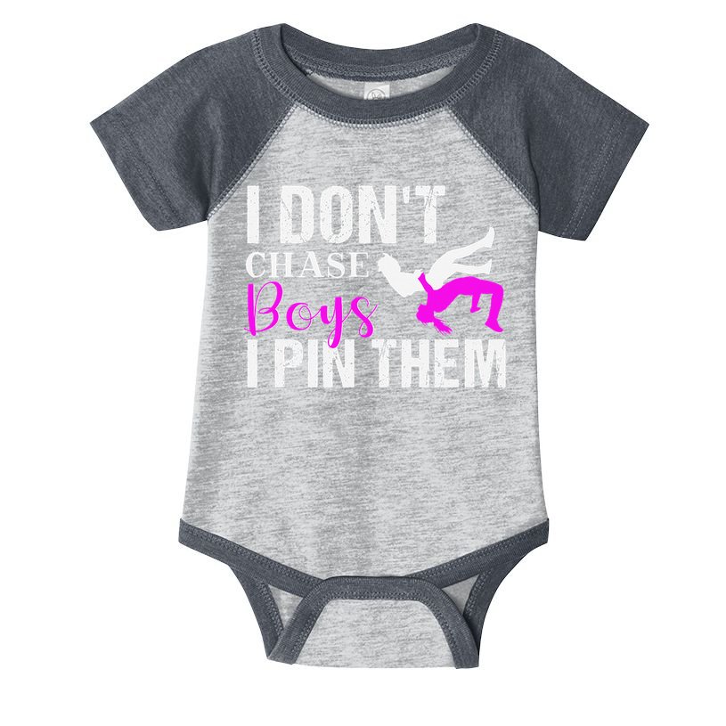 I Don't Chase Boys I Pin Them Shirt  Wrestling Girls  Infant Baby Jersey Bodysuit