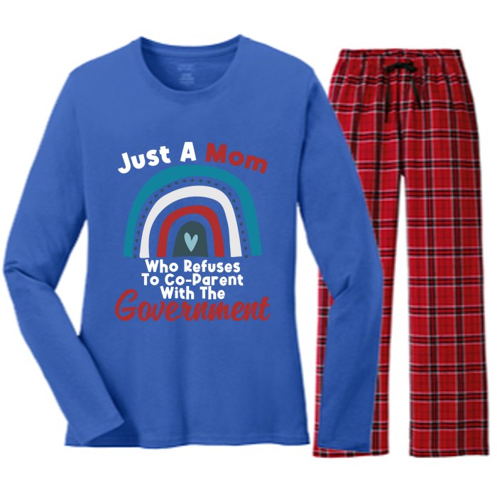 I Don't Coparent With The Governt Respect Freedom Gift Women's Long Sleeve Flannel Pajama Set 