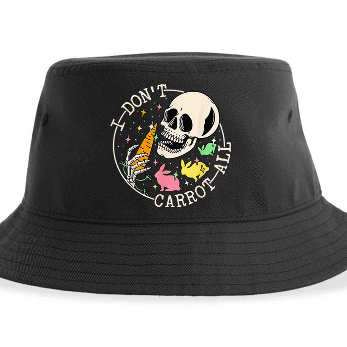 I Don't Carrot All Easter Skull Funny Easter Skeleton Sustainable Bucket Hat