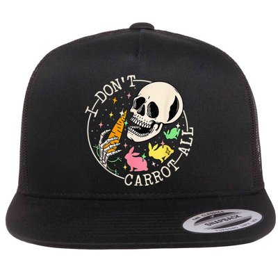 I Don't Carrot All Easter Skull Funny Easter Skeleton Flat Bill Trucker Hat