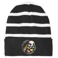 I Don't Carrot All Easter Skull Funny Easter Skeleton Striped Beanie with Solid Band