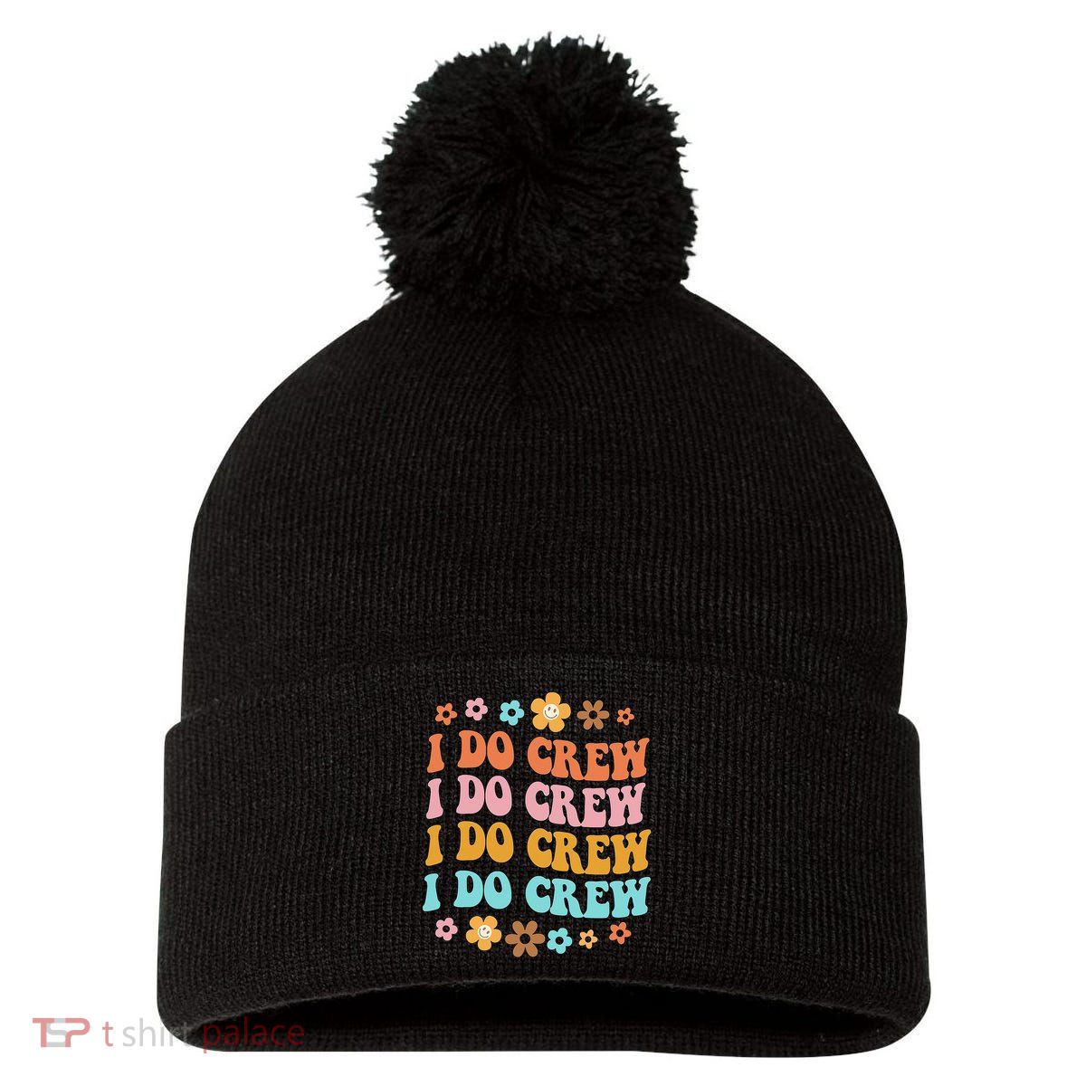 I Do Crew Bride & Bridesmaid Groovy Bachelorette Matching Pom Pom 12in Knit Beanie
