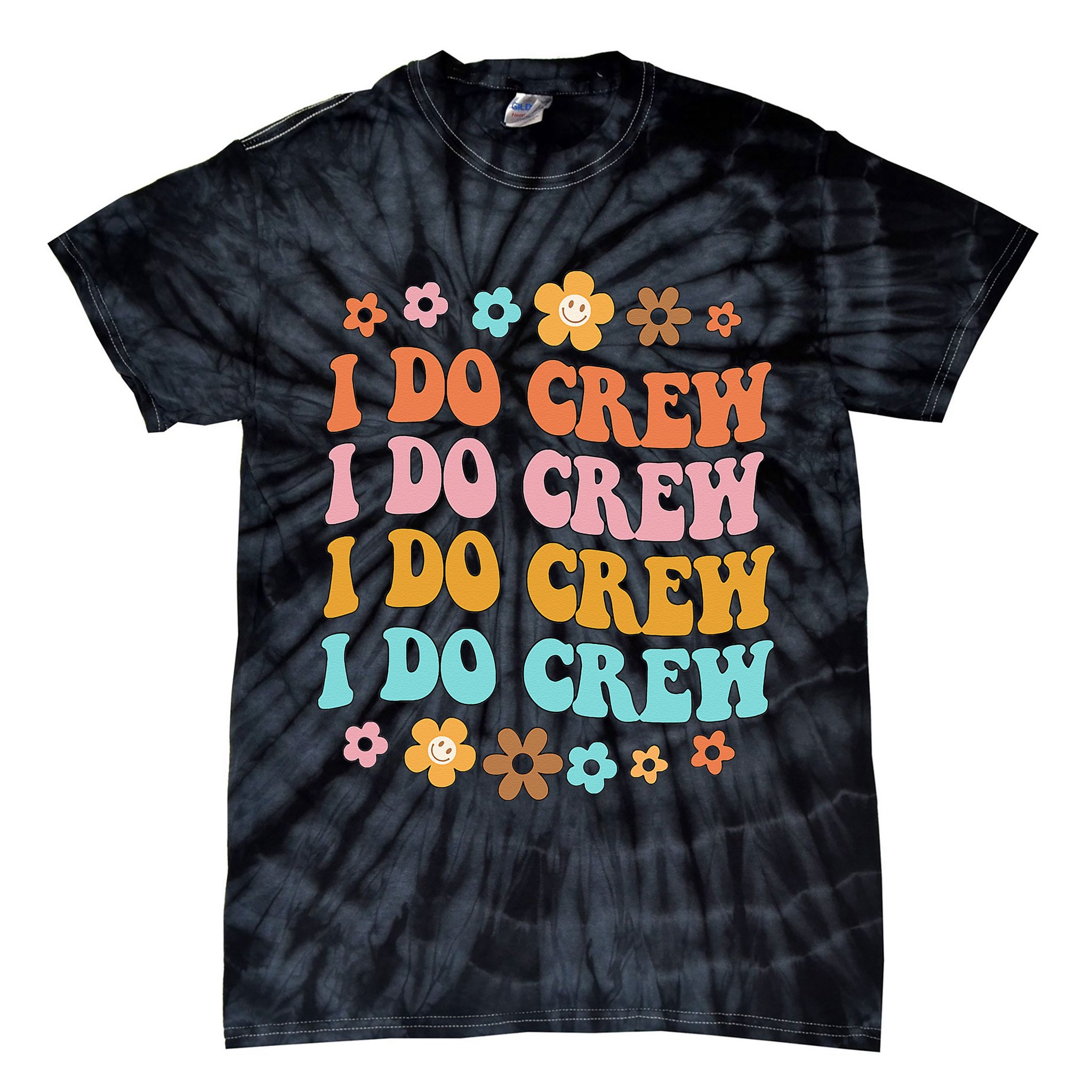 I Do Crew Bride & Bridesmaid Groovy Bachelorette Matching Tie-Dye T-Shirt