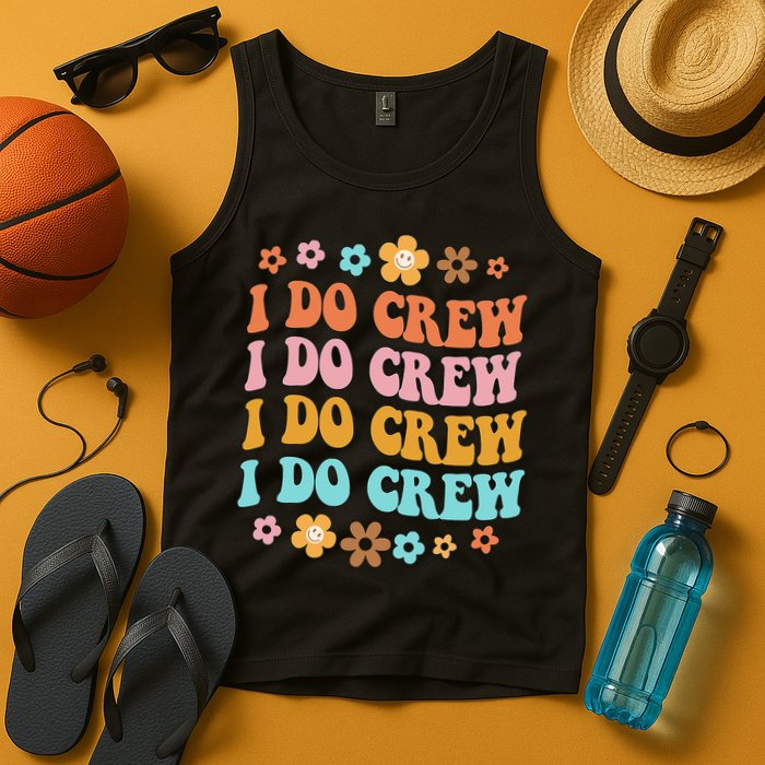 I Do Crew Bride & Bridesmaid Groovy Bachelorette Matching Tank Top