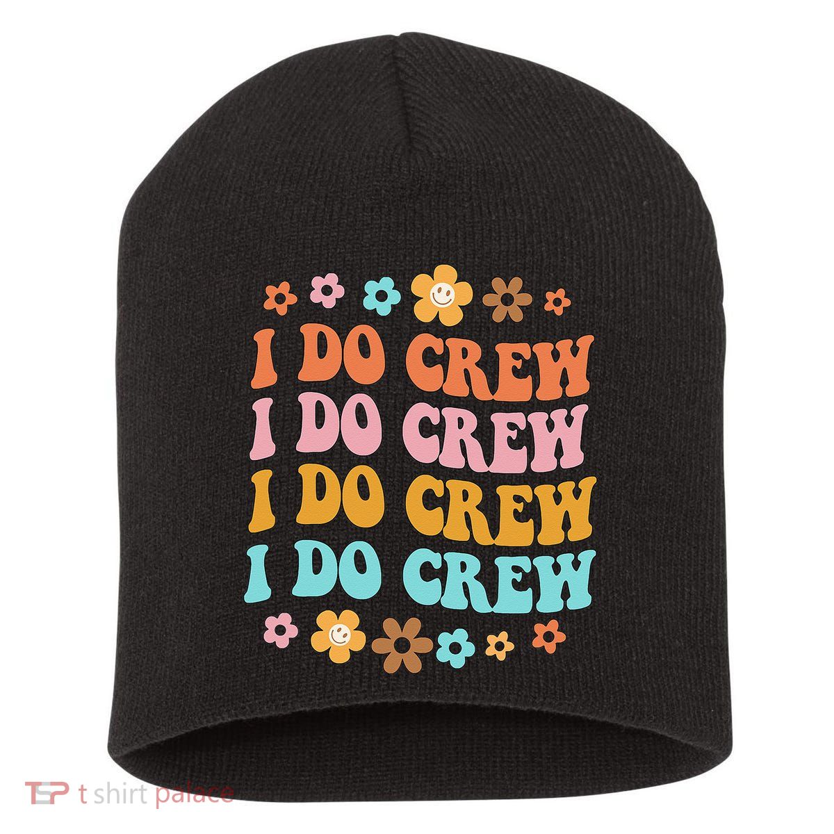I Do Crew Bride & Bridesmaid Groovy Bachelorette Matching Short Acrylic Beanie