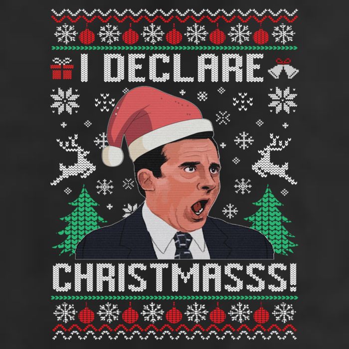 I Declare Christmas, The Office Christmas Sweater 7 Panel Mesh Trucker Snapback Hat