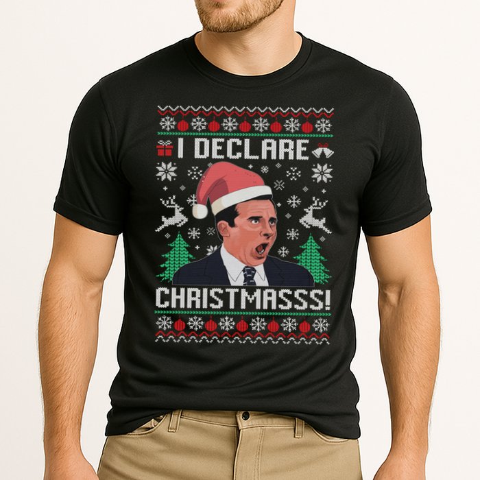 I Declare Christmas, The Office Christmas Sweater Cooling Performance Crew T-Shirt