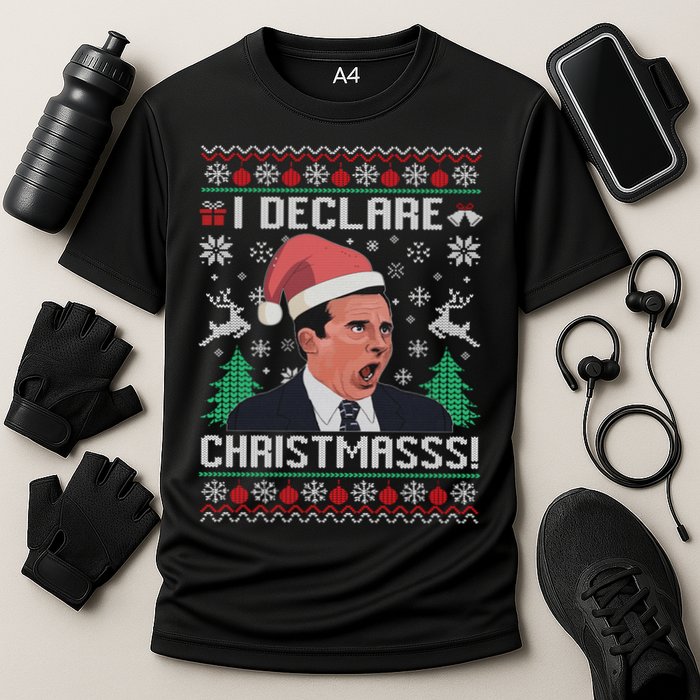 I Declare Christmas, The Office Christmas Sweater Cooling Performance Crew T-Shirt