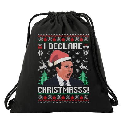I Declare Christmas, The Office Christmas Sweater Drawstring Bag