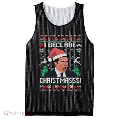 I Declare Christmas, The Office Christmas Sweater Mesh Reversible Basketball Jersey Tank