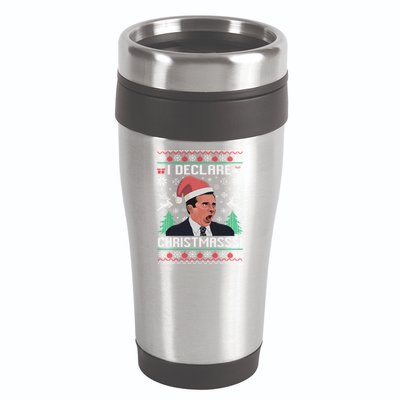 I Declare Christmas, The Office Christmas Sweater 16oz Travel Tumbler