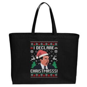 I Declare Christmas, The Office Christmas Sweater Cotton Canvas Jumbo Tote