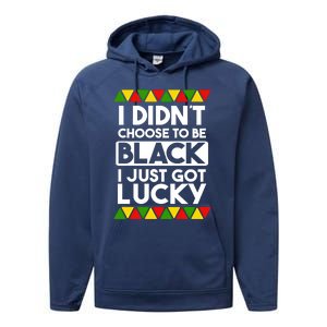 I Didnt Choose To Be Black I Just Got Lucky Love Black Pride Cool Gift Performance Fleece Hoodie