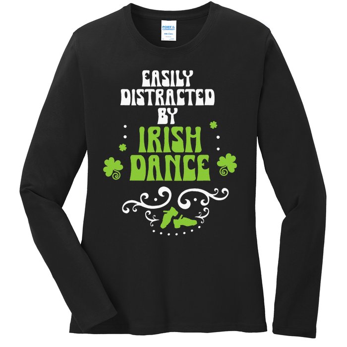 Irish Dancer Ceili Reel Dance Feis Irish Step Dance Shoes Ladies Long Sleeve Shirt