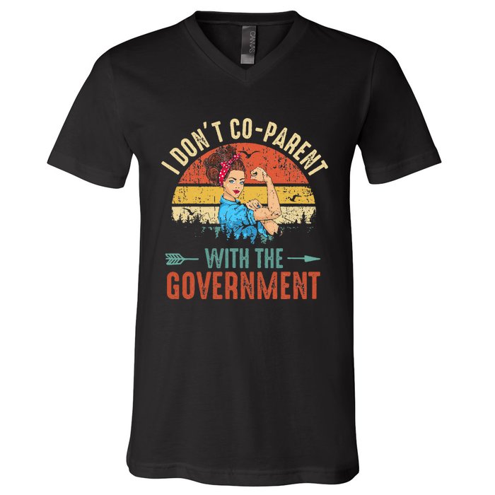 I Don't Coparent With The Government Retro Vintage V-Neck T-Shirt