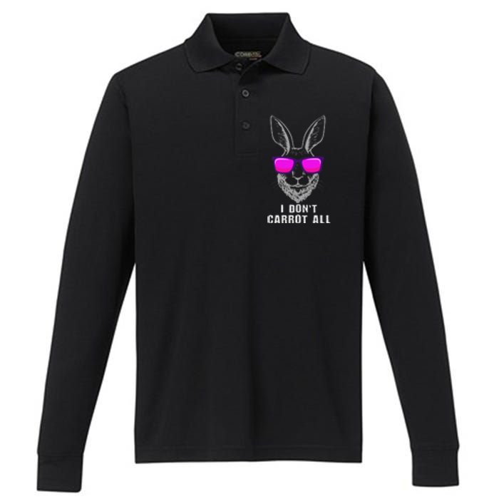 I DonT Carrot All Rabbit Pun Bunny Lover Pet Bunnies Owner Performance Long Sleeve Polo