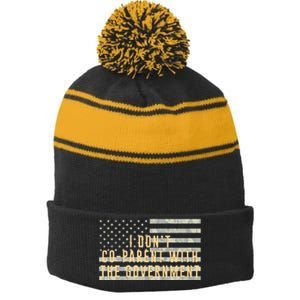 I Don’t Coparent With The Government American Flag Stripe Pom Pom Beanie