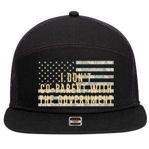 I Don’t Coparent With The Government American Flag 7 Panel Mesh Trucker Snapback Hat