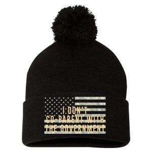 I Don’t Coparent With The Government American Flag Pom Pom 12in Knit Beanie