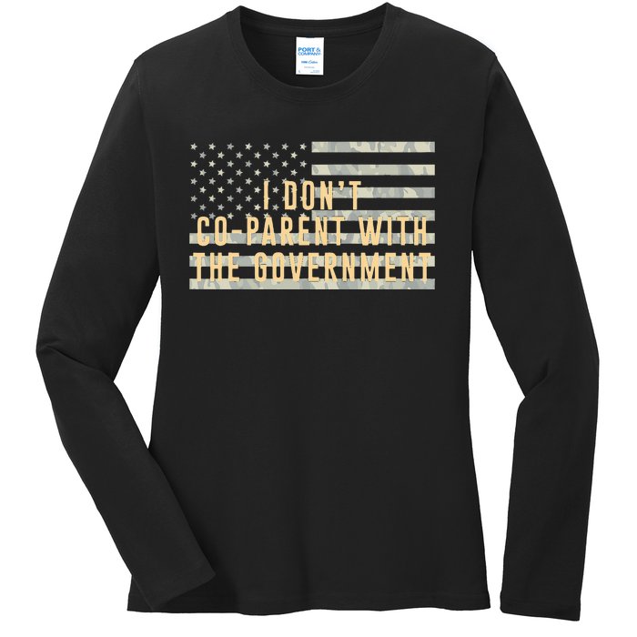 I Don’t Coparent With The Government American Flag Ladies Long Sleeve Shirt