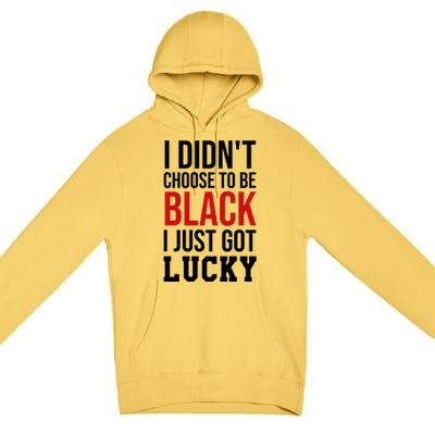 I Didn't Choose To Be Black I Just Got Lucky Gift Funny Gift Premium Pullover Hoodie