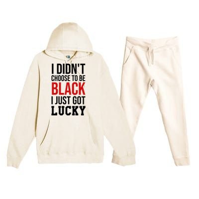 I Didn't Choose To Be Black I Just Got Lucky Gift Funny Gift Premium Hooded Sweatsuit Set