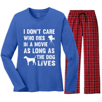 I Don't Care Who Dies In Movie As Long As Dog Lives Gift Women's Long Sleeve Flannel Pajama Set 