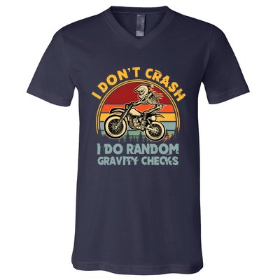 I Don't Crash I Do Random Gravity Checks Dirt Bike V-Neck T-Shirt