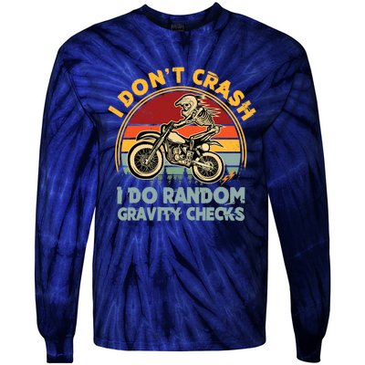 I Don't Crash I Do Random Gravity Checks Dirt Bike Tie-Dye Long Sleeve Shirt