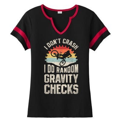 I Dont Crash I Do Random Gravity Checks Mountain Biking Ladies Halftime Notch Neck Tee