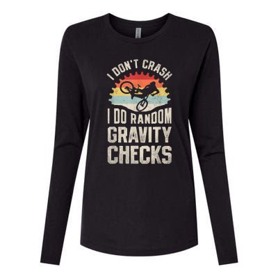 I Dont Crash I Do Random Gravity Checks Mountain Biking Womens Cotton Relaxed Long Sleeve T-Shirt