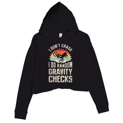 I Dont Crash I Do Random Gravity Checks Mountain Biking Crop Fleece Hoodie