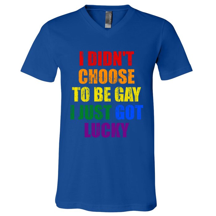 I Didn't Choose To Be Gay I Just Got Lucky Gift V-Neck T-Shirt