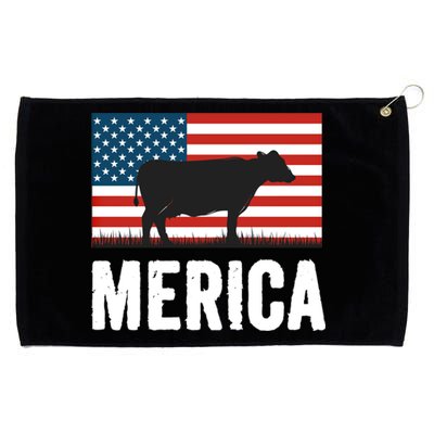 Independence Day Cow Merica 4th Of July American Flag Gift Grommeted Golf Towel