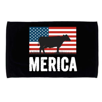 Independence Day Cow Merica 4th Of July American Flag Gift Microfiber Hand Towel