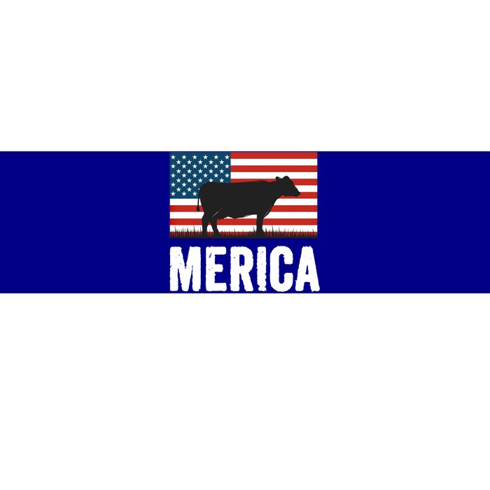 Independence Day Cow Merica 4th Of July American Flag Gift Bumper Sticker