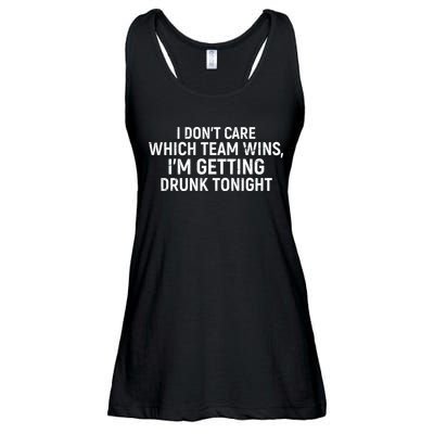 I Don't Care Which Team Wins, I'm Getting Drunk Tonight Ladies Essential Flowy Tank