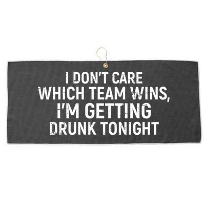 I Don't Care Which Team Wins, I'm Getting Drunk Tonight Large Microfiber Waffle Golf Towel