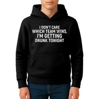 I Don't Care Which Team Wins, I'm Getting Drunk Tonight Kids Hoodie