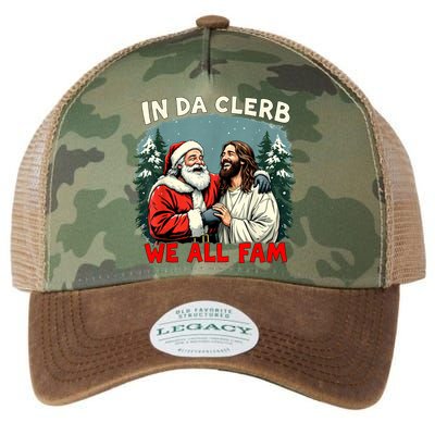 In Da Clerb We All Fam Funny Santa Jesus Christmas Christian Legacy Tie Dye Trucker Hat