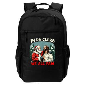 In Da Clerb We All Fam Funny Santa Jesus Christmas Christian Daily Commute Backpack